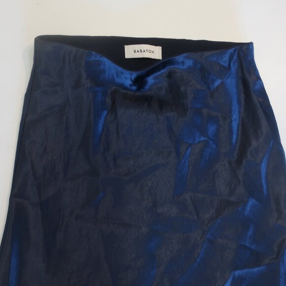 Womens Babaton Blue Satin Midi Skirt 00 - Picture 3 of 5